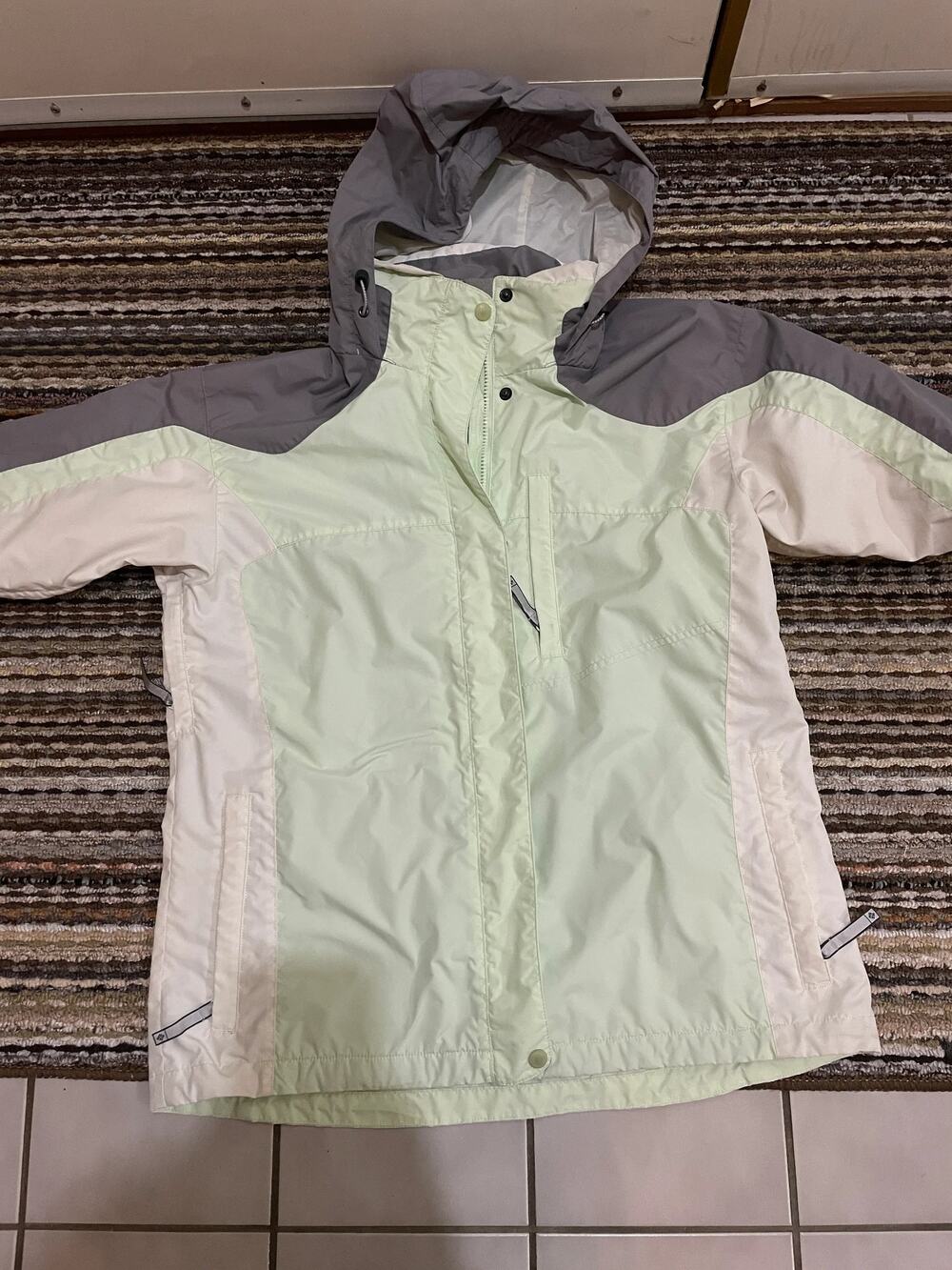 Columbia Women's White Teal Grey Windbreaker Jacket Large